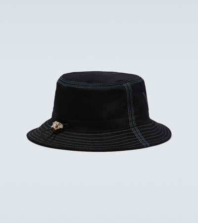 Shop Versace La Medusa Cotton Canvas Bucket Hat In Black
