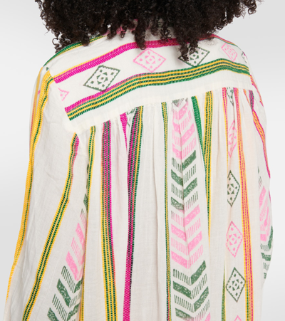 Shop Velvet Jacquard Cotton Midi Dress In Multicoloured