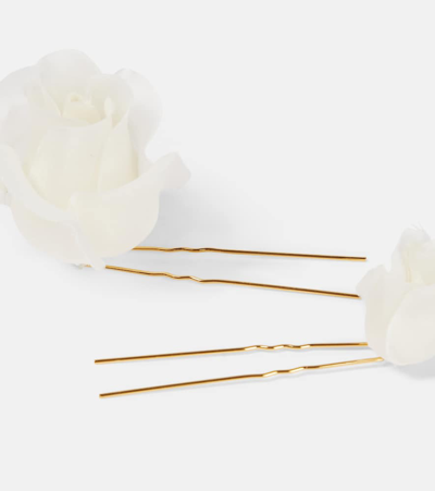 Jennifer Behr Bridal Rosalie Set Of 5 Bobby Pins In White