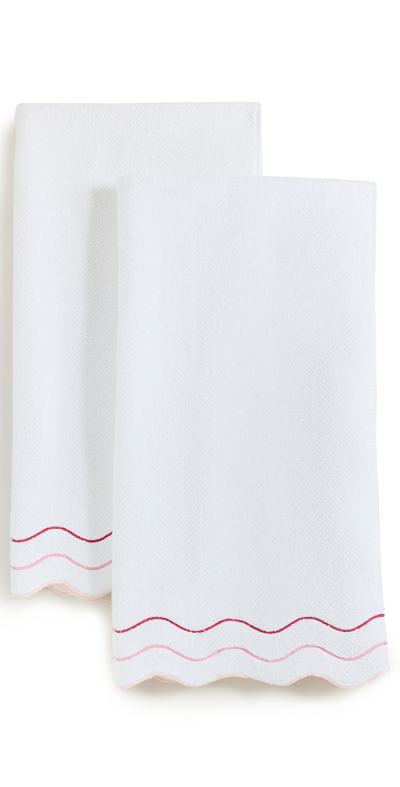 Shop Kassatex Scalloped Bath Towel Set Of 2 White/pink