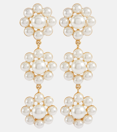 Shop Jennifer Behr Bridal Olive Faux Pearl Drop Earrings In Beige