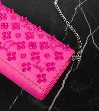 Christian Louboutin Paloma Embellished Leather Wallet On Chain In Pink
