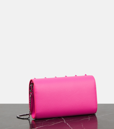 Christian Louboutin Paloma Embellished Leather Wallet On Chain In Pink