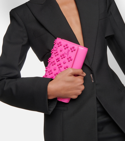 Christian Louboutin Paloma Embellished Leather Wallet On Chain In Pink