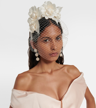 Shop Jennifer Behr Bridal Camelia Silk-blend Headband In White