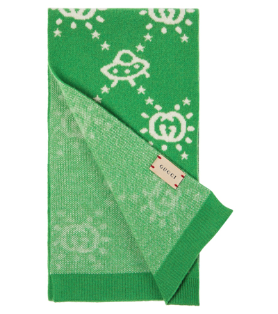 Shop Gucci Interlocking G Wool Scarf In Green