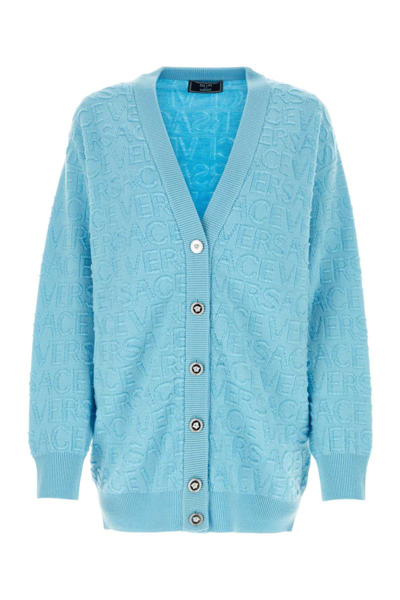 Shop Versace Knitwear In Light Blue