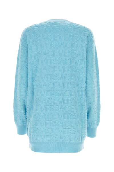 Shop Versace Knitwear In Light Blue