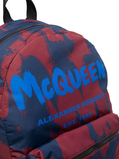Shop Alexander Mcqueen Graffiti Logo-print Backpack In Blau
