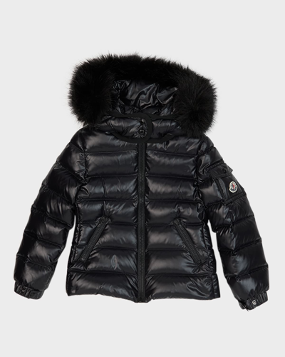 Shop Moncler Kids Bady Faux Fur Quilted Jacket In Black