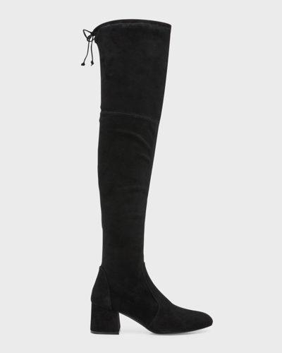 Shop Stuart Weitzman Flareland Suede Over-the-knee Boots In Black
