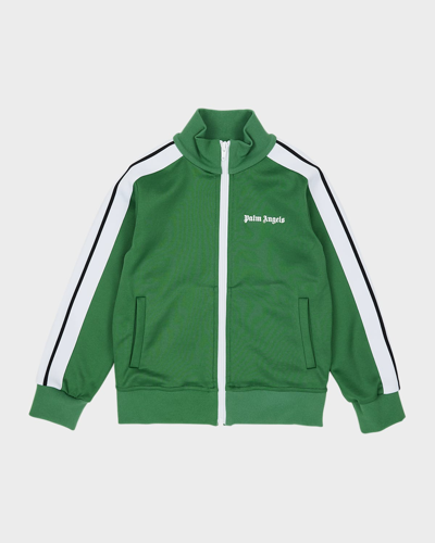 Shop Palm Angels Boy's Logo-print Track Jacket In Green White