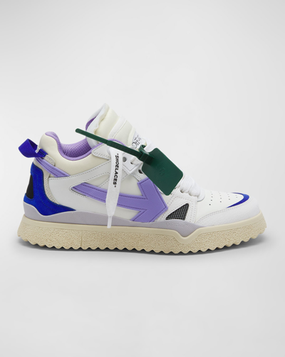 Shop Off-white Colorblock Mid-top Arrow Sponge Sneakers In 0136 White Lilac
