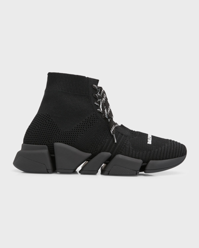 Balenciaga Speed 2.0 Lace-up Recycled-knit Trainers In 1013 Black