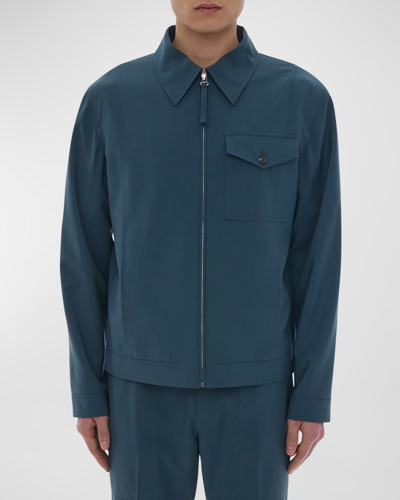 Shop Helmut Lang Men's Tailored Zip Jacket In Ocean Grey