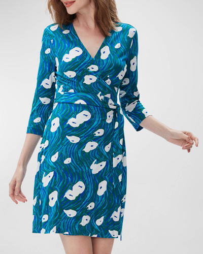 Shop Diane Von Furstenberg Julian Wrap Mini Dress In Ocean Tide Quetza