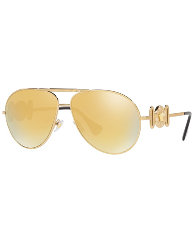 Shop Versace Unisex Ve2249 65mm Sunglasses In Gold
