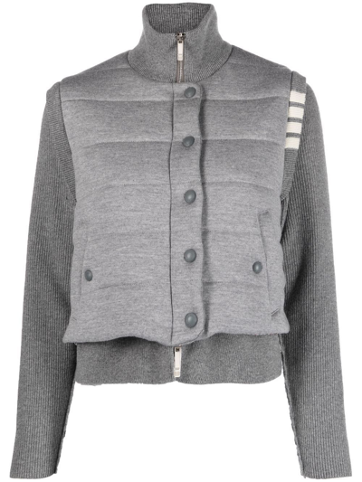 Shop Thom Browne Grey Layered Wool Jacket