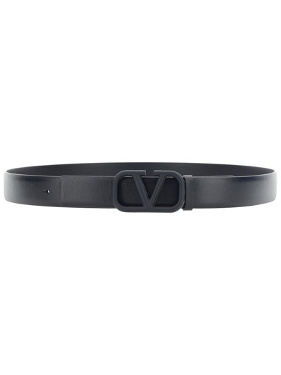 Shop Valentino Vlogo Buckle Belt In Black