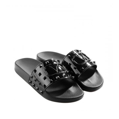 Shop Valentino Garavani Leather Studs Sandals In Black