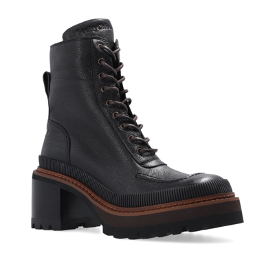 Shop See By Chloé Mahalia Leather Lace-up Boots In Black