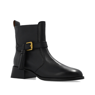 Shop See By Chloé Lory Leather Ankle Boots In Black