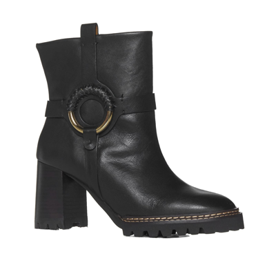 Shop See By Chloé Hana Leather Boots In Black