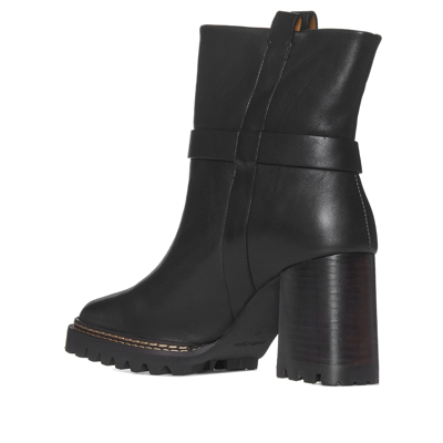 Shop See By Chloé Hana Leather Boots In Black