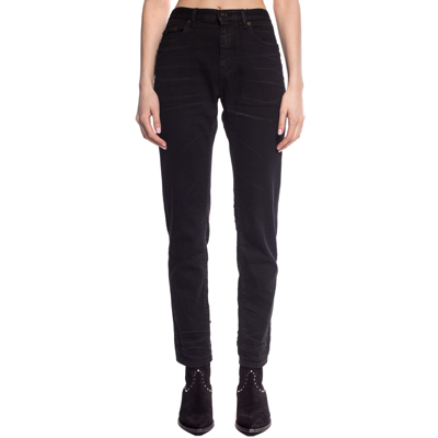 Shop Saint Laurent Distressed Denim Jeans In Black