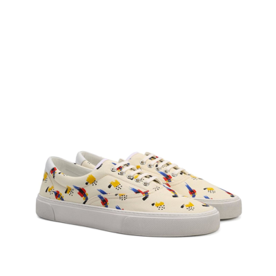 Shop Saint Laurent Canvas And Leather Sneakers In White