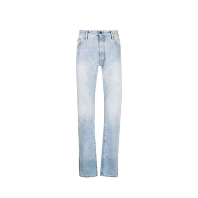 Shop Off-white Logo Denim Jeans In Blue