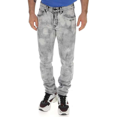 Shop Off-white Cotton Denim Jeans In Gray