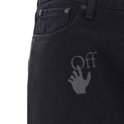 Shop Off-white Cotton Logo Denim Jeans In Black