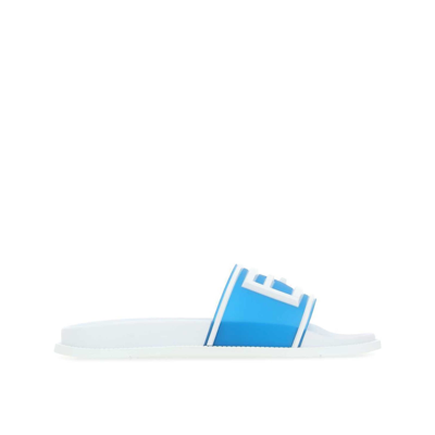 Shop Fendi Rubber Logo Slides In White