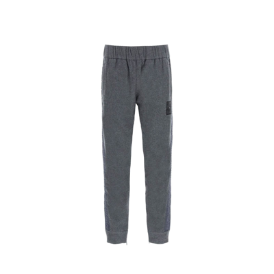 Shop Fendi Cashmere Logo Pants In Gray