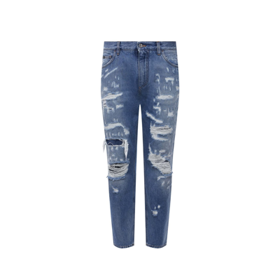 Shop Dolce & Gabbana Cotton Denim Jeans In Blue