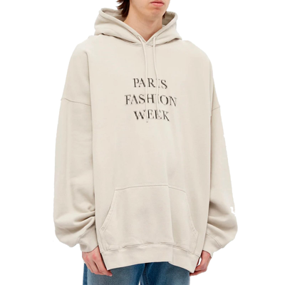 Shop Balenciaga Logo Cotton Hoodie In Gray