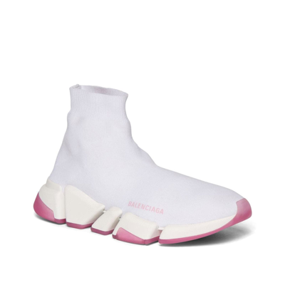 Balenciaga Speed 2.0 Transparent Sole Sock Sneaker In White