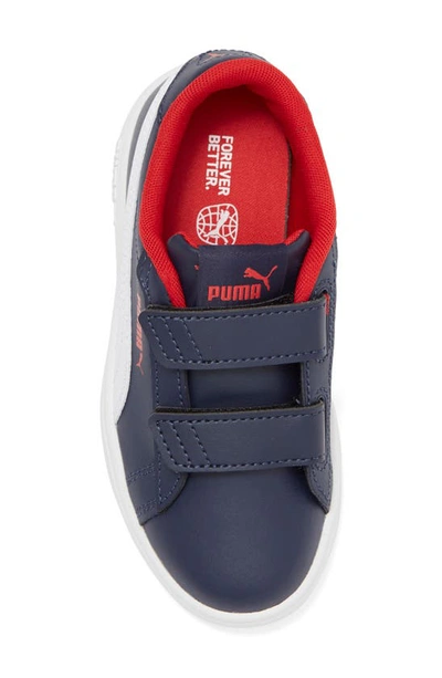 Shop Puma Kids' Smash 3.0 Sneaker In  Navy- White-red