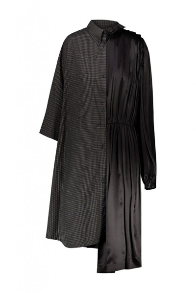 Shop Balenciaga Asymmetrical Buttoned Shirt Dress In Black