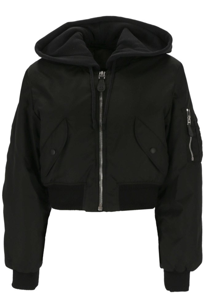Shop Givenchy Cropped Hooded Bomber Jacket In Black