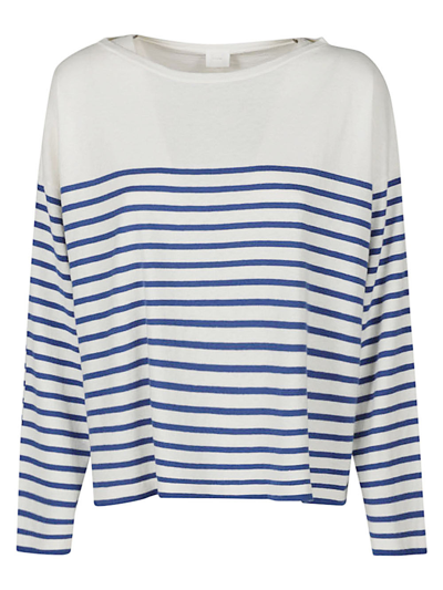 Shop Ct Plage Striped Cotton Blend Pullover In Blue