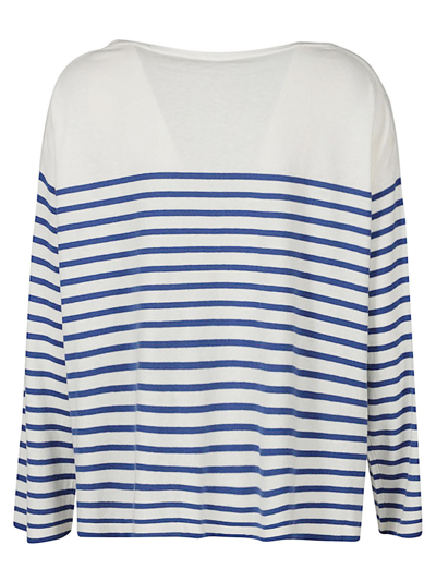 Shop Ct Plage Striped Cotton Blend Pullover In Blue