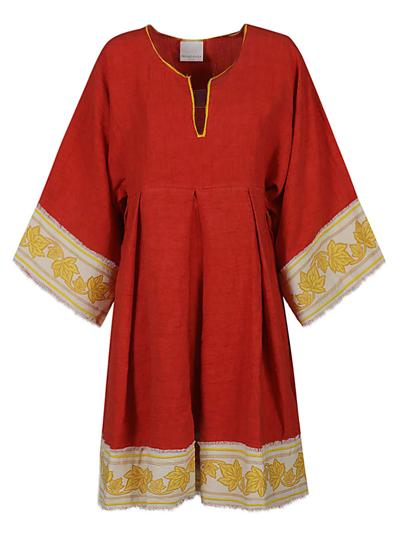 Shop Ninaleuca Linen Short Dress In Red