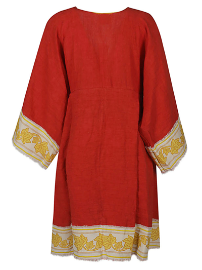 Shop Ninaleuca Linen Short Dress In Red