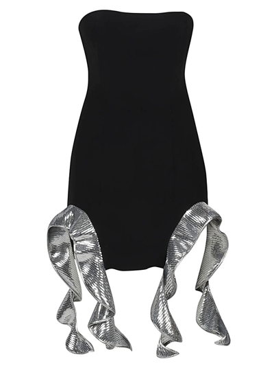 Shop David Koma Sequin Ruffle Detail Mini Dress In Black