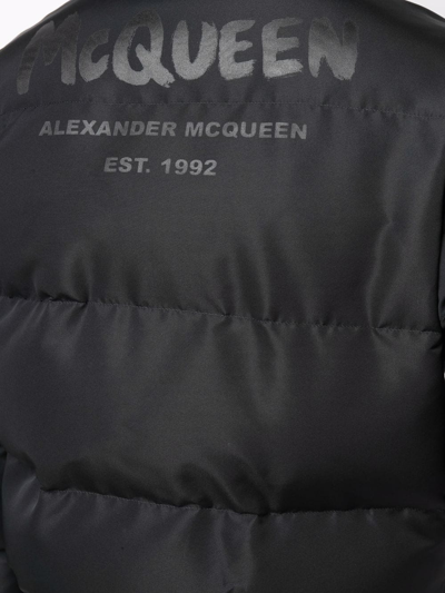 Shop Alexander Mcqueen Graffiti Hooded Down Jacket In Black