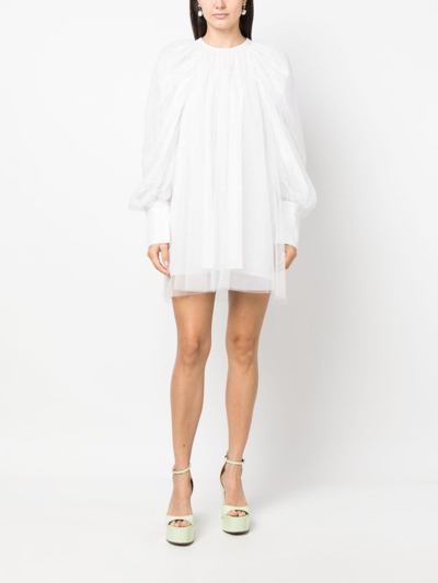 Shop Viktor & Rolf Broderie-anglaise Puff-sleeves Dress In White