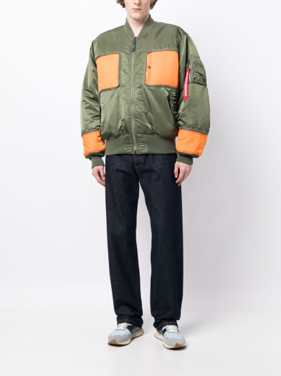 Junya Watanabe Colour-block Panelled Bomber Jacket In Green