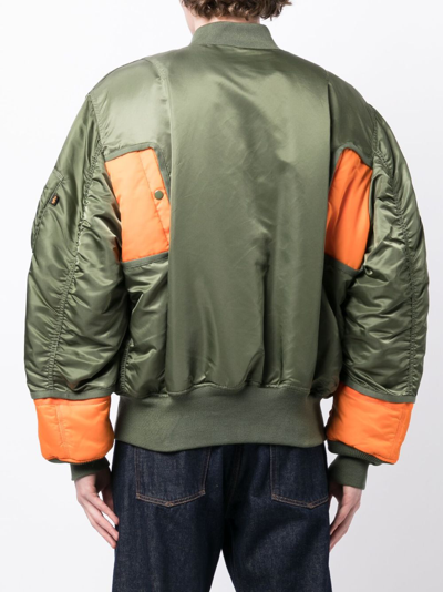 Junya Watanabe Colour-block Panelled Bomber Jacket In Green